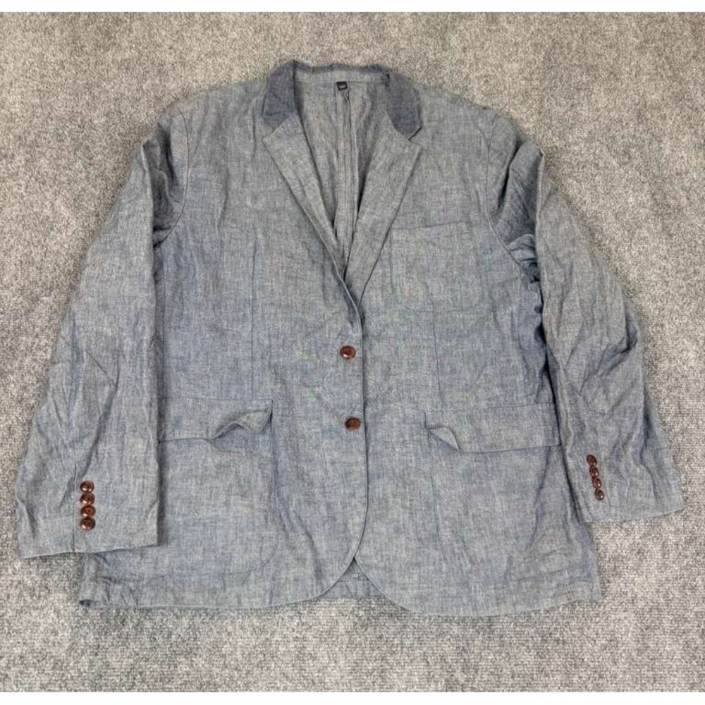 J Crew Blazer Mens XL Blue Chambray Casual Sport Coat Unstructured